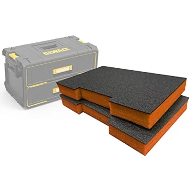 Image of Shadow Foam Easy Peel Inserts for DeWalt ToughSystem Drawers [Orange 50mm Twin Pack] Tool Organisation, Kaizen, 5s, Storage &amp; Boxes