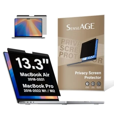 Image of SenseAGE Magnetic Privacy Screen Filter for MacBook Air 13.3 inch, Easy On/Off Anti Blue Light, Glare Protector, Compatible with Apple Mac Laptop 13 inch (2018 2021 M1/M2)