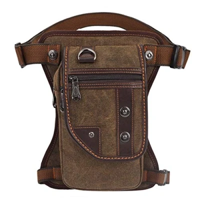 Image of Xieben Canvas Drop Leg Bag Hiking Waist Pack for Men Women Outdoor Travel Motorcycle Bike Riding Cycling Fishing Walking Multi Purpose Thigh Fanny Pouch