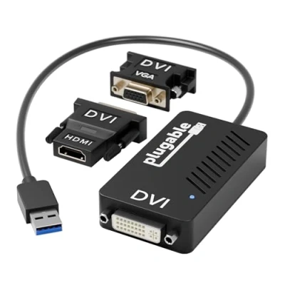 Image of Plugable USB 3.0 to DVI/VGA/HDMI Video Graphics Adapter for Multiple Monitors up 2048x1152 Supports Windows 11, 10, 8.1, 7, XP, and Mac 10.14+