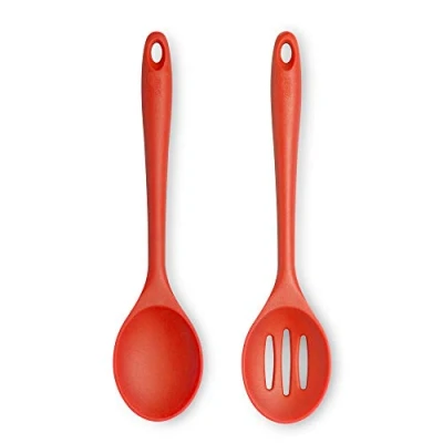 Image of Zeal Non Stick Silicone Slotted Spoon &amp; Cooks 2 Piece Set Red