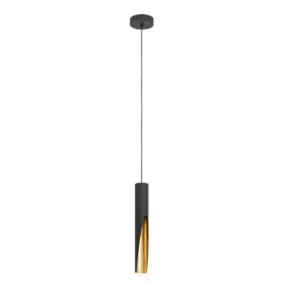Image of EGLO LED Pendant light Barbotto, ceiling fitting with indirect lighting, hanging lamp for dining and living room, metal in black gold, GU10 bulb, warm white