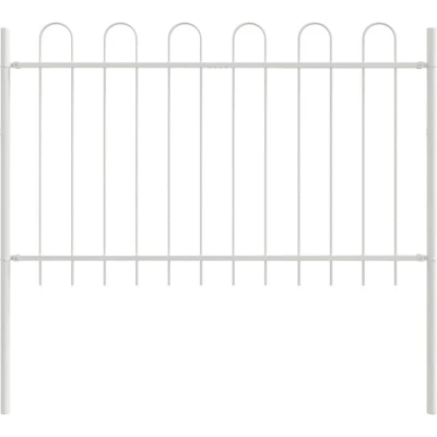 Image of vidaXL Garden Fence with Hoop Top White 1.7x1 m Steel