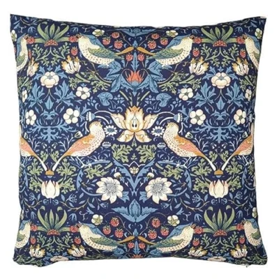 Image of William Morris Strawberry Thief Navy Cushion And Pad