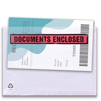 Image of Triplast 200 x A6 Printed Document Enclosed Wallet (158 110 mm) Peel &amp; Seal Clear Plastic Envelopes/Sleeves/Pockets/Wallets Attach Invoices, Packing Lists Delivery Notes to Parcels