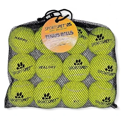 Image of SPORTSPET Tennis Balls for Dogs Extra Bouncy Non Toxic Durable Long Lasting Floats (Tennis Standard (12 Pack)) (64mm)