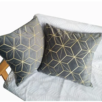 Image of ZUODUTEX Pack of 2 Embroidered Grey Velvet Cushion Covers Decorative Throw Pillow Cover Case 45 x Cm