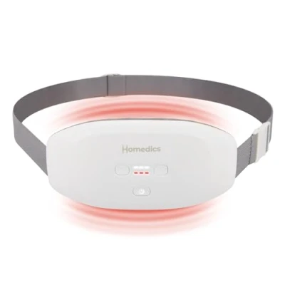 Image of Homedics Cycle Comfort Heat and Vibration Belt, for Menstrual Cramps or IBS symptoms, 3 Levels, Settings, Discreet Comfortable Design, Travel Pouch Charging Cable Included