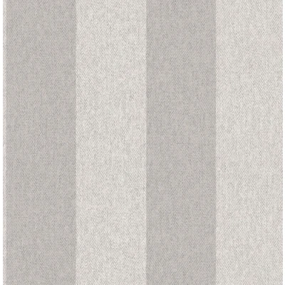 Image of CROWN M1872 Harris Stripe Luxury Textured Wallpaper, Soft Grey