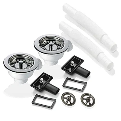 Image of 2X 90mm Chrome Waste, Overflow for Astini, RAK, Rangemaster Ceramic Sink
