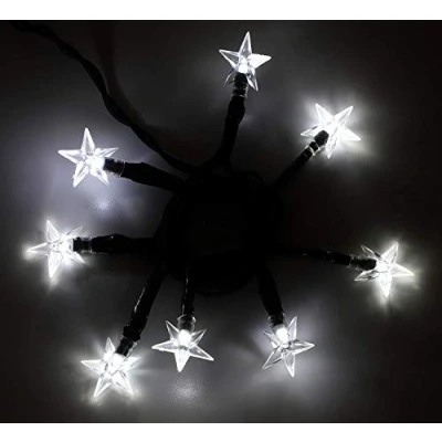 Image of Christmas Concepts® 8 White LED Star Battery Operated Lights 75cm Length Home Decoration