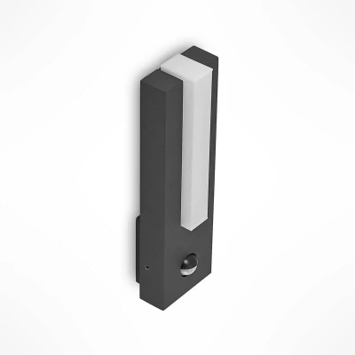 Image of Outdoor Wall Light &#039;Virgalia&#039; with Motion Detector (Modern) in Black Made of Aluminium (1 Source,) from Lucande lamp for Exterior/Interior Walls, House, Terrace und Balcony