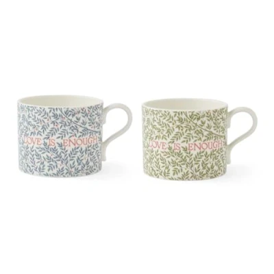 Image of Morris &amp; Co Love is Enough Thyme / Parchment China Blue Set Of 2 Mugs