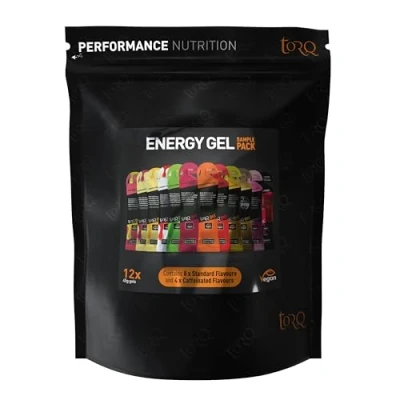 Image of Torq Energy Gel Sample Pack of 12 Ultimate On The Go Quick Release 30g Carbohydrates Electrolytes Power Running/Cycling/Sports Gels Taster Natural &amp; Vegan