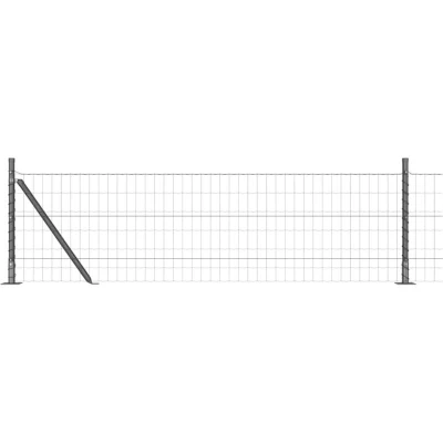 Image of vidaXL Euro Fence with 13 Flanged Posts 0.4x25 m Galvanised Steel
