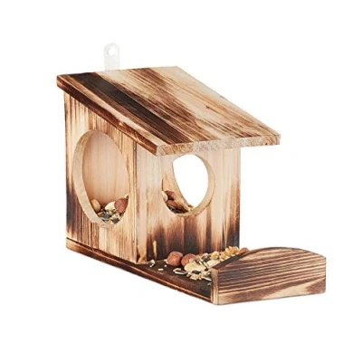 Image of Relaxdays Squirrel Feeder House, Feeding Station Box, Hanging, Wooden, HWD: 17.5 x 14 25 cm, Flamed