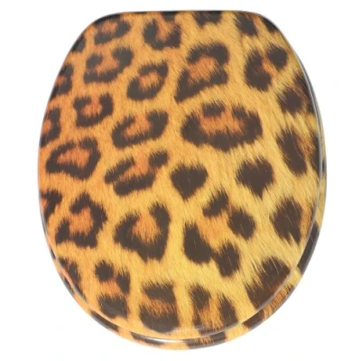Image of Sanilo Toilet Seat, Stable Hinges, Easy to Mount, Wooden Seat Leopard