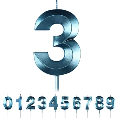 Image of Number 3 Candle,Blue Mermaid Birthday Candles for Girl,Cake Topper Decoration Girls Party