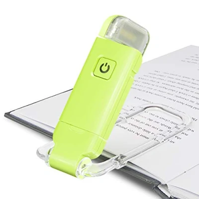 Image of HONWELL USB Rechargeable Reading Light Clip on Book for in Bed, 3 Brightness Adjustable Eye Care, Dimmable Lamp Bookworms, Kids, Green