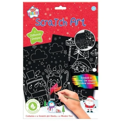 Image of Design Group Kids Create Christmas Scratch Art Set Childrens Activity Pack Festive Stocking Filler Age 3+