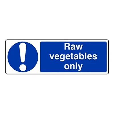 Image of 300mmx100mm Raw Vegetables Only Catering Sign Sticker Self Adhesive