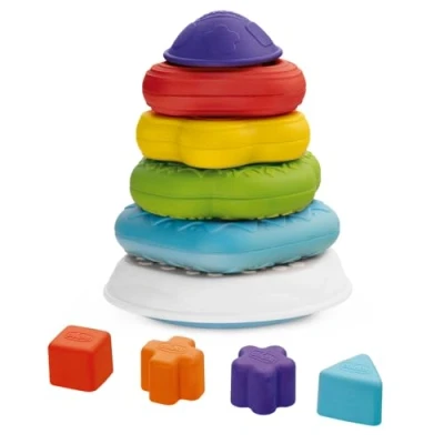 Image of Chicco 2 in 1 Stacking Ring Tower Toy Motor Skills Development Kids Toy, 6 36m