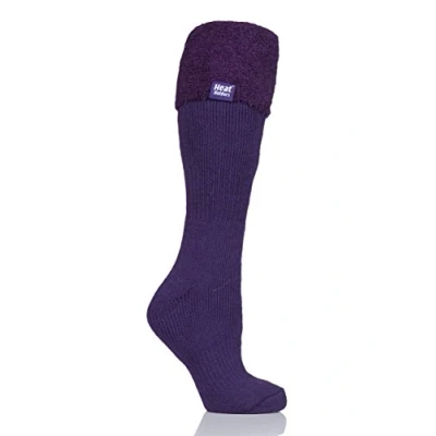 Image of 1 Pair Purple Wellington Boot Thermal Socks Ladies 4 8 Heat Holders