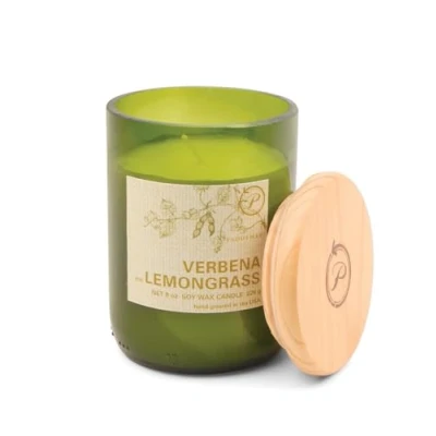 Image of Paddywax Scented Candles Eco Green Artisan Candle in Recycled Glass Vessel, 226g, Verbena &amp; Lemongrass
