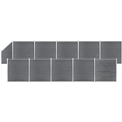 Image of vidaXL WPC Fence Set 10 Square + 1 Slanted 1830x186 cm Grey