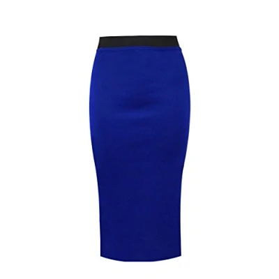 Image of BG Women&#039;s Pencil Skirt Elastic Waist Bodycon Stretch Midi Long Wiggle Tube Plus Size UK 6 26 (20 (XXL), Royal Blue)