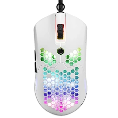 Image of RGB Wired Lightweight Gaming Mouse, 65G with Honeycomb Shell Ultralight Ultraweave Cable, 26 Backlit, 12000DPI Programmable Drive 7 Buttons Optical Mice