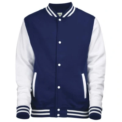 Image of AWDis Boy&#039;s Kids Varsity regular Jacket, Blue (Oxford Navy/White), Size 9 11 (Manufcturer Large)
