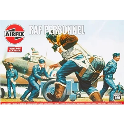 Image of Airfix Model Figures Set A00747V RAF Personnel Building Kit Accessories, Plastic Kits for Adults &amp; Children 8+, Includes 48 Unpainted Accessory Dioramas