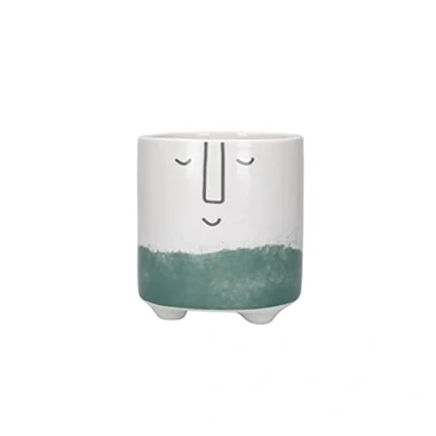 Image of KitchenCraft Ceramic Pot Happy Face Design Green