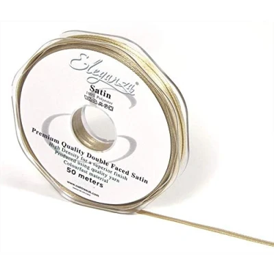 Image of OloreHome Eleganza Double Faced Satin Ribbon 3mm x 50m Taupe