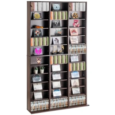 Image of VEVOR Media Storage Cabinet, Adjustable DVD CD Storage, Protects &amp; Organizes Music, Movie, Video Games or Memorabilia Collections Espresso