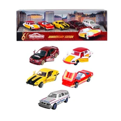 Image of Majorette Gift Set 60th Anniversary (5 Model Cars) 5 Premium Metal Toy Cars with 2 Exclusive Car Models, Each 7.5 cm, for Children from 3 Years