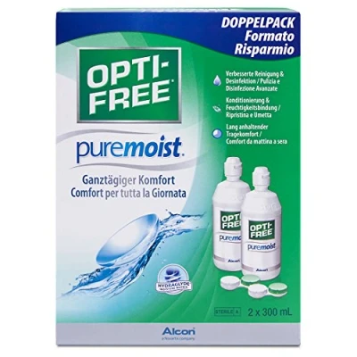 Image of OPTI FREE PureMoist Contact Lens Solution, 300ml, Economy Pack of 2