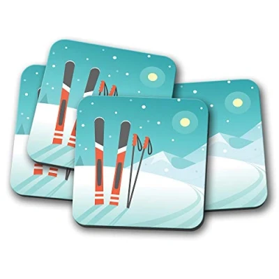 Image of 4 Set Skis Coaster Ski Skiing Mountain Snowboarding Snow #12303
