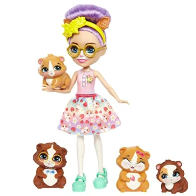 Image of Enchantimals Family Toy Set, Glee Guinea Pig Doll (6 in) with 4 Animal Figures, Great Gift for 3 to 8 Kids Ages 4Y+, HHB84