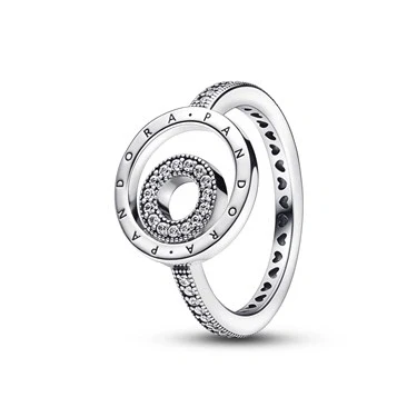 Image of Pandora 192316C01 Women&#039;s Ring with Pavé Circles Logo, Metal, Cubic Zirconia