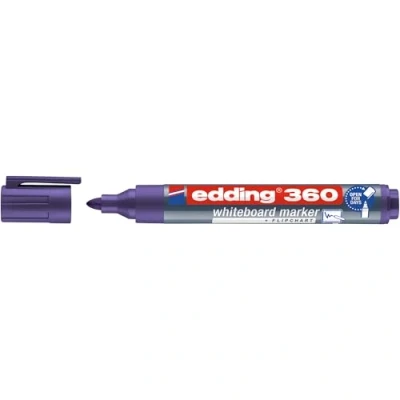 Image of edding 360 whiteboard marker violet 1 pen round tip 1.5 3 mm dry wipe for whiteboards, flipcharts, pinboards, magnetic and memo boards sketchnotes