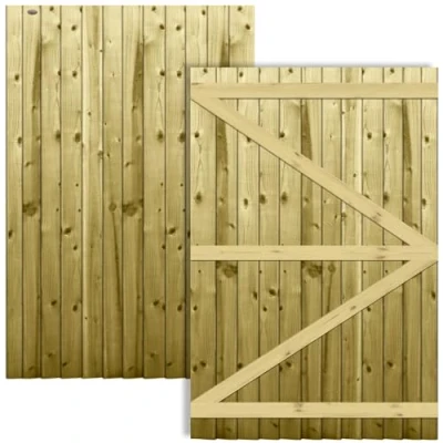 Image of H.6ft (180cm) x W.4ft (120cm) Pressure Treated (Tanalised) Pedestrian Garden Gate Flat Overlapping Feather Edge Boards on a Semi Braced Timber Frame Latch &amp; Hinge Pack Not Required