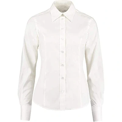 Image of Kustom Kit Ladies Workwear Oxford Long Sleeve Shirt (18) (White)