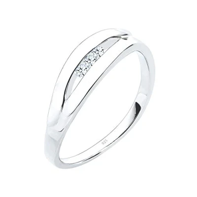 Image of Elli DIAMONDS Ring Women Classic Trio Diamond (0.09 ct.) in 925 Sterling Silver