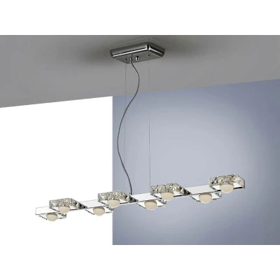Image of Suria Integrated LED 8 Light Crystal Bar Ceiling Pendant Chrome