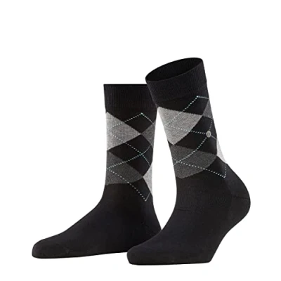 Image of Women&#039;s 1 Pair Burlington Covent Garden Cotton Argyle Socks Black 3.5 7 Ladies