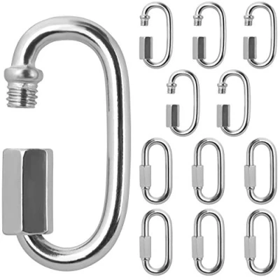 Image of BELLE VOUS 12 Pack Stainless Steel Quick Link M4 Chain Connectors Small Locking Carabiner Clips Heavy Duty &amp; Large Clip Set