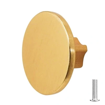 Image of Decoranddecor Vesta 40mm Round Kitchen Cabinet Furniture Knob Zinc Alloy (1 Pack, Brushed Gold)
