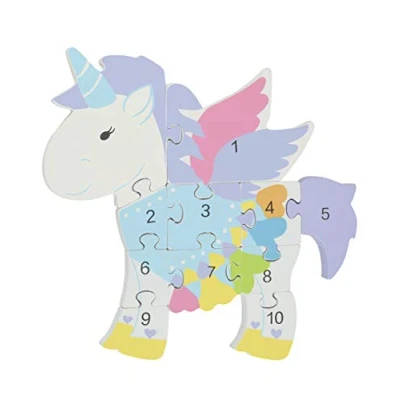 Image of Orange Tree Toys Unicorn Number Wooden Puzzle